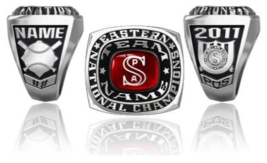 Picture of Eastern National Ring/Pendant w/Stad Top & SPA Encrust  - 10K White Gold